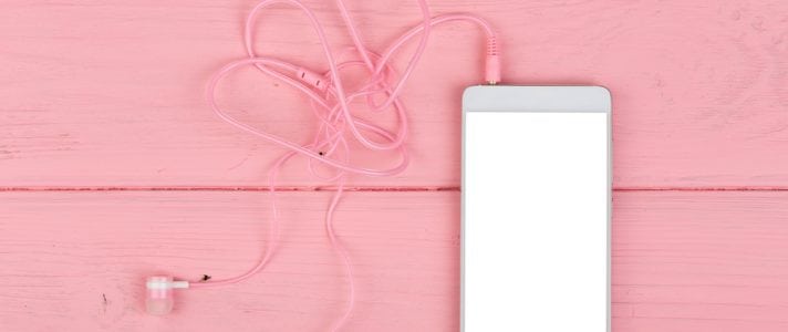 Image of a mobile device on a pink background - responsive design
