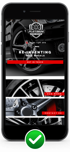 Image of mobile responsive web design for Platinum Wheel Repairs