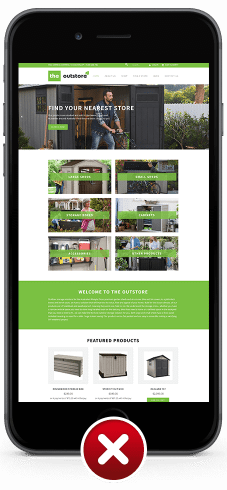 Image for non-mobile responsive website design for The Outstore