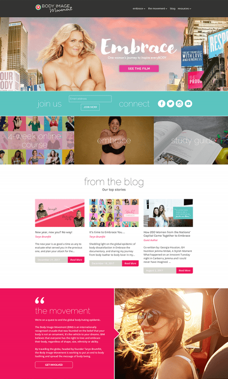 Image of the Body Image Movement website - home page