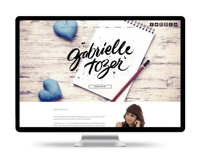 Image of the Gabrielle Tozer website design on a desktop
