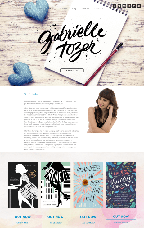 Image of the Gabrielle Tozer web design - home page
