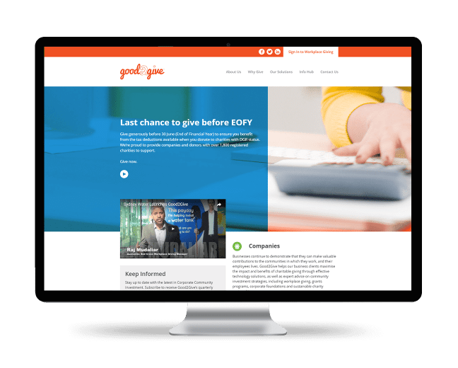 Image of the Good 2 Give website design on a desktop