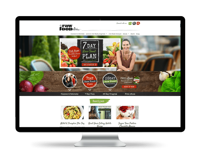 Image of The Raw Food Kitchen website on a desktop